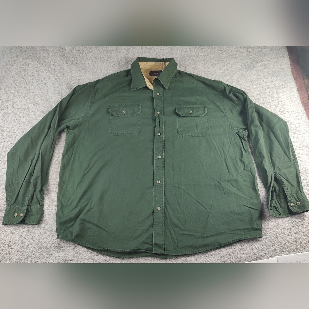 Wrangler Green Long Sleeve Green Button-Up Shirt 2XL 100% Cotton Vintage